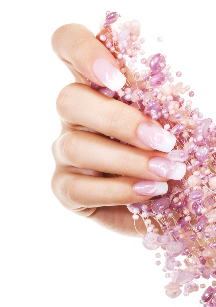 french-manicure-blumen-nageldesign-glitzer